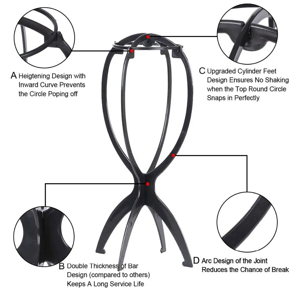 2-Pack Portable Wig Stand Set