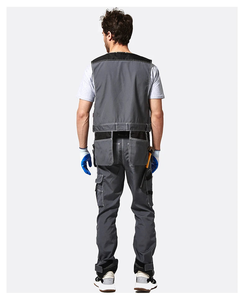 Work Clothing Men's Vest Tooling Clothes Multi-pockets Working Vest Workwear Vest Waistcoat For Maintenance Zipper Pockets