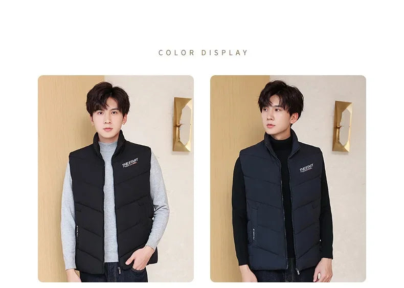 Vest Jacket Men Cotton Padded Jackets Men Clothing Autumn Winter Warm Sleeveless Jackets Men Waist Coats 2025 Hip Hop Coats