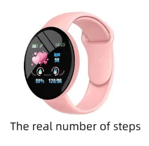 D18 Smart Watch – Heart Rate Monitor, Round Digital Fitness Watch for Men & Women (Band Included, Compare with D20/Y68)