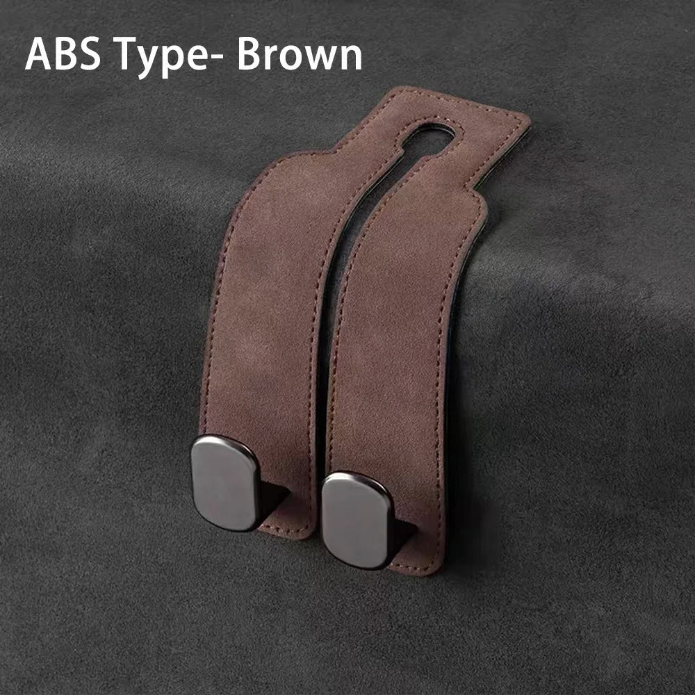 Quality 2 in 1 Car Headrest Hook Premium Suede Rear Seat Hanging Dual Hook 20KG Large Load-Bearing Alloy Hook Hanger Universal