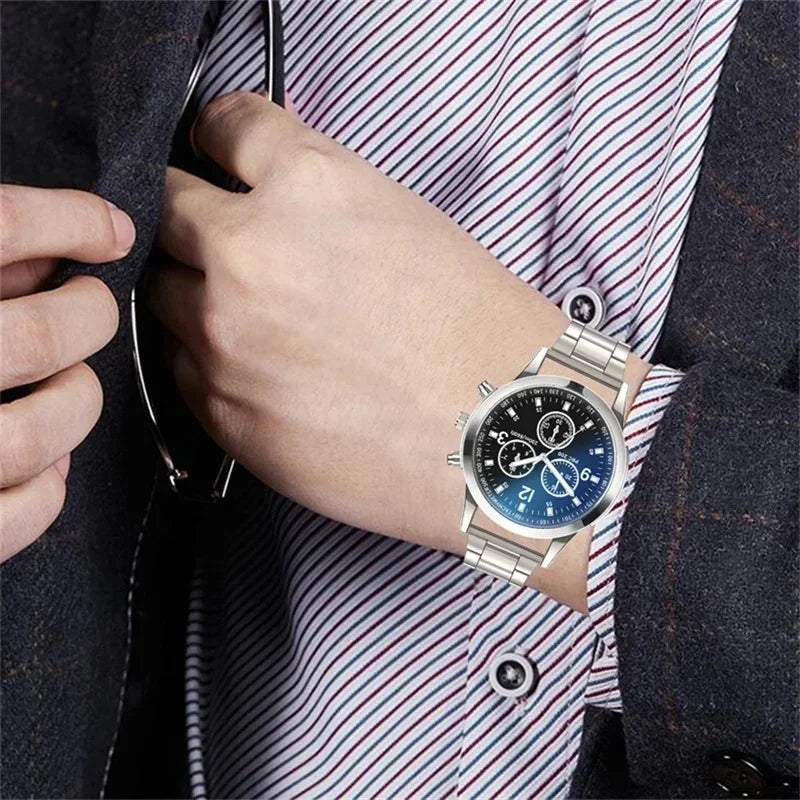 Nuevo reloj de hombre, banda de lujo, reloj redondo, moda, Blu-ray, reloj romano para hombre, relojes para hombre, שעון ספורט, часы мужские наручные