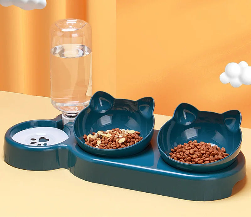 3 in 1 Cat Feeder Automatic Water Dispenser Double Bowl Pet Bowl for Small Dogs Cats Pet Food Container Cat Accessories