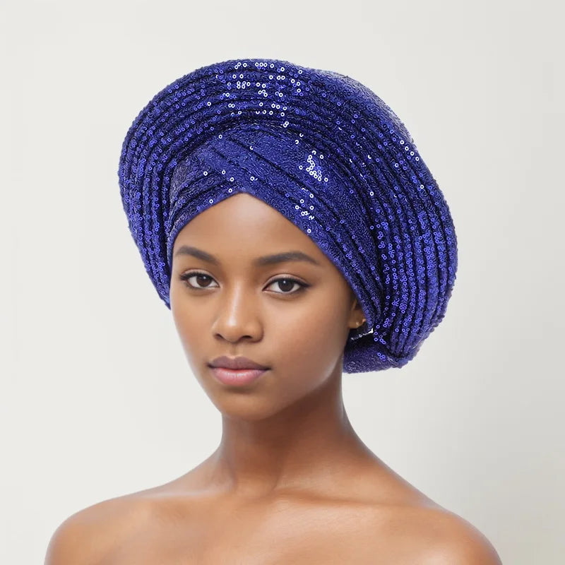 Sequin Auto Gele Headtie – Sparkle with African Royal Elegance