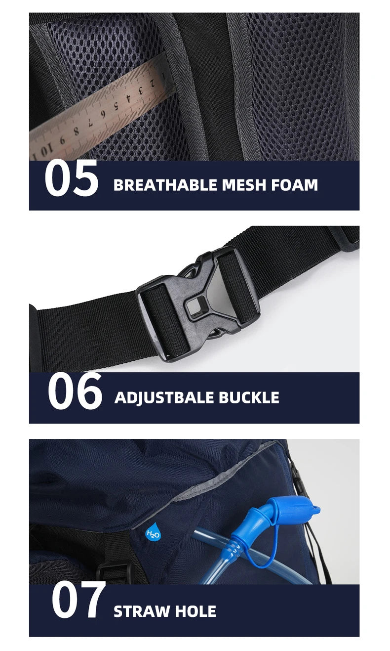 Hiking Backpack With Rain Cover Outdoor Camping Climbing Trekking Bag Large Sport Gear Organiser Daypack Travel Luggage Rucksack