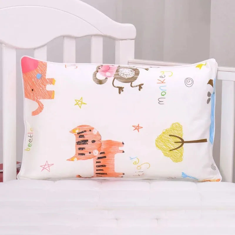 Funda de almohada individual de algodón nueva para niños, funda protectora de almohada especial para siestas de jardín de infancia, funda de almohada para bebé con estampado de dibujos animados