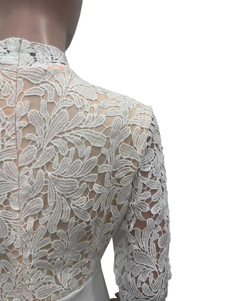 Vestidos elegantes de fiesta para mujer, moda de otoño, encaje, manga larga, vestido transparente, vestido de noche vintage para damas, venta al por mayor, Dropshipping