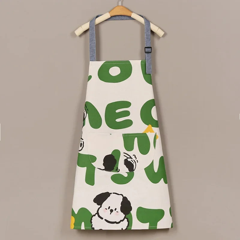 1PC Aprons Fashion Cotton Fabric Waterproof Thickened Dirt Resistant Kitchen Apron and Home Work Clothes Gardening Work Clothing