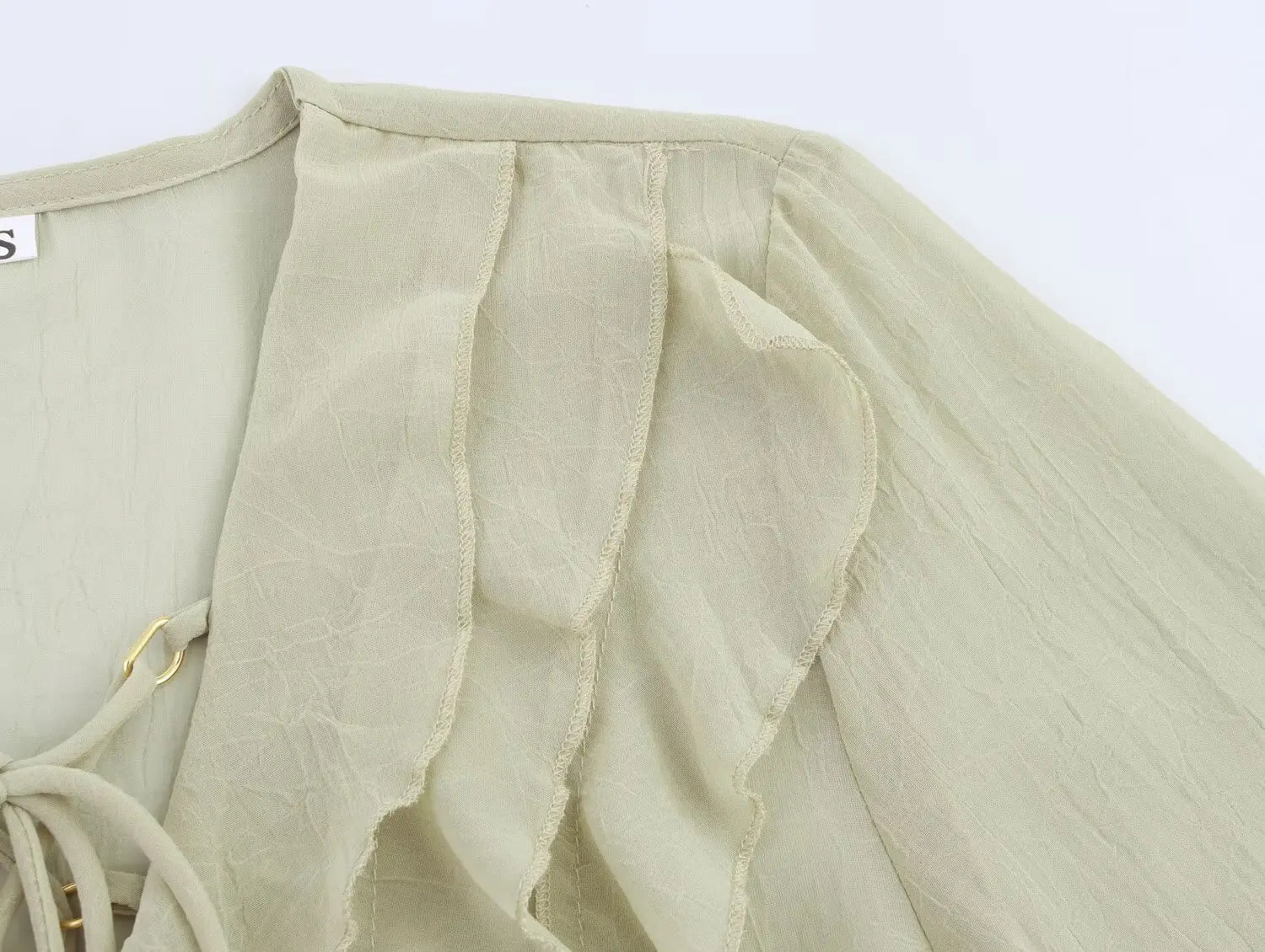 New Women's Clothing European and American Style Fashion Design Layered Decoration Translucent Shirt