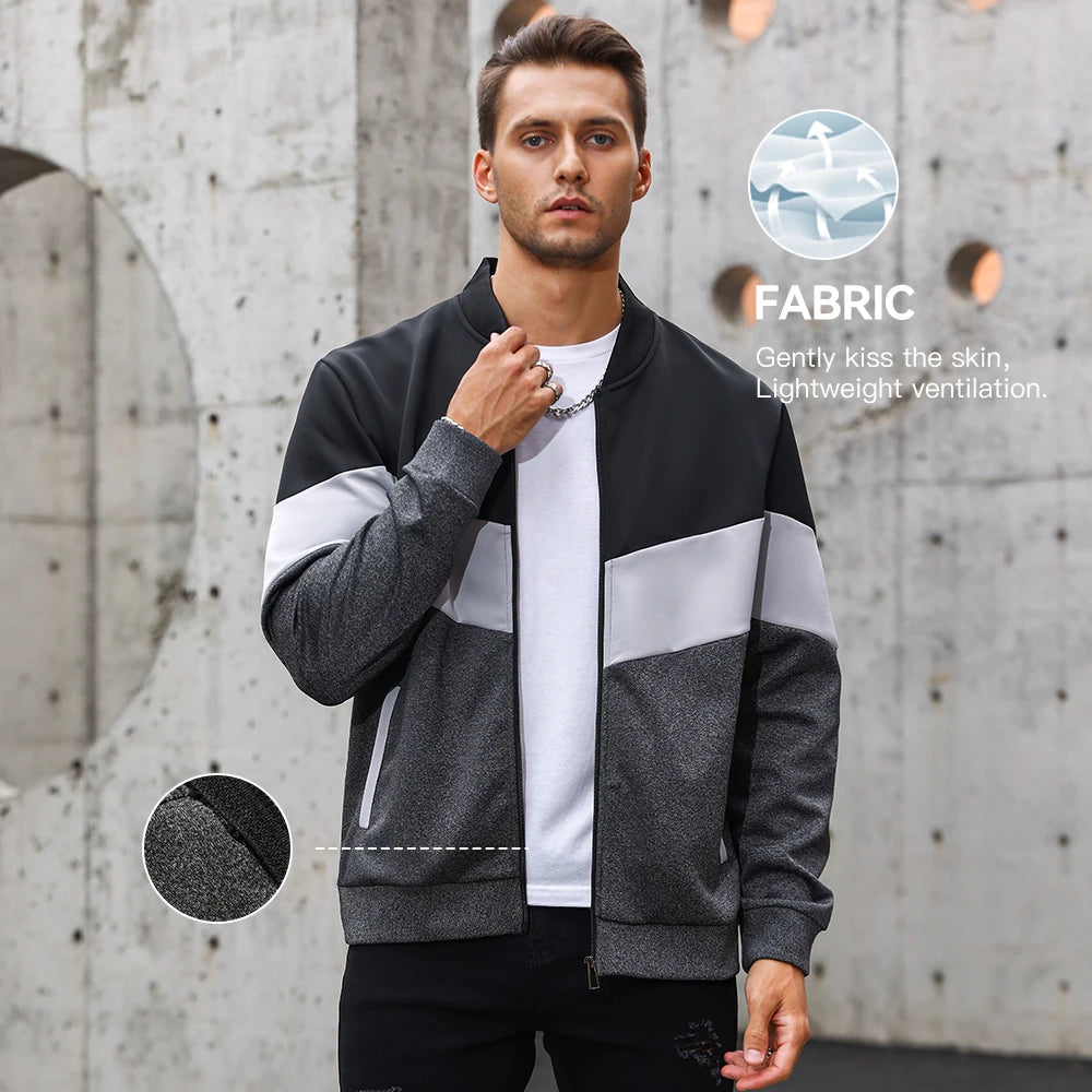 Men's Jackets 25 New Spring Business Leisure Trendy Color Windproof Bomber Overshirt Zip-Up Streetwear Popular Clothes US Size