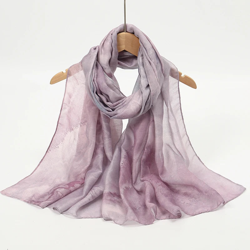 Estampado de acuarela, hiyab musulmán, pañuelo de mármol, suave, transpirable, protección solar, ligero, chal de playa de verano para mujer