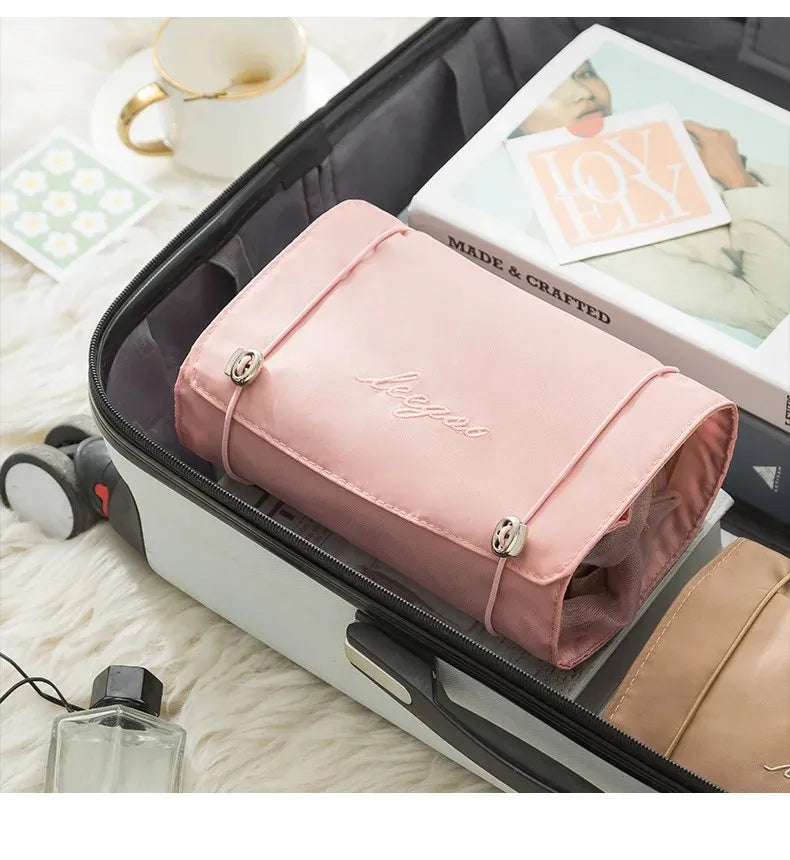 Bolsa de cosméticos desmontable de gran capacidad, 4 en 1, portátil, plegable, de viaje, para guardar cosméticos, neceser