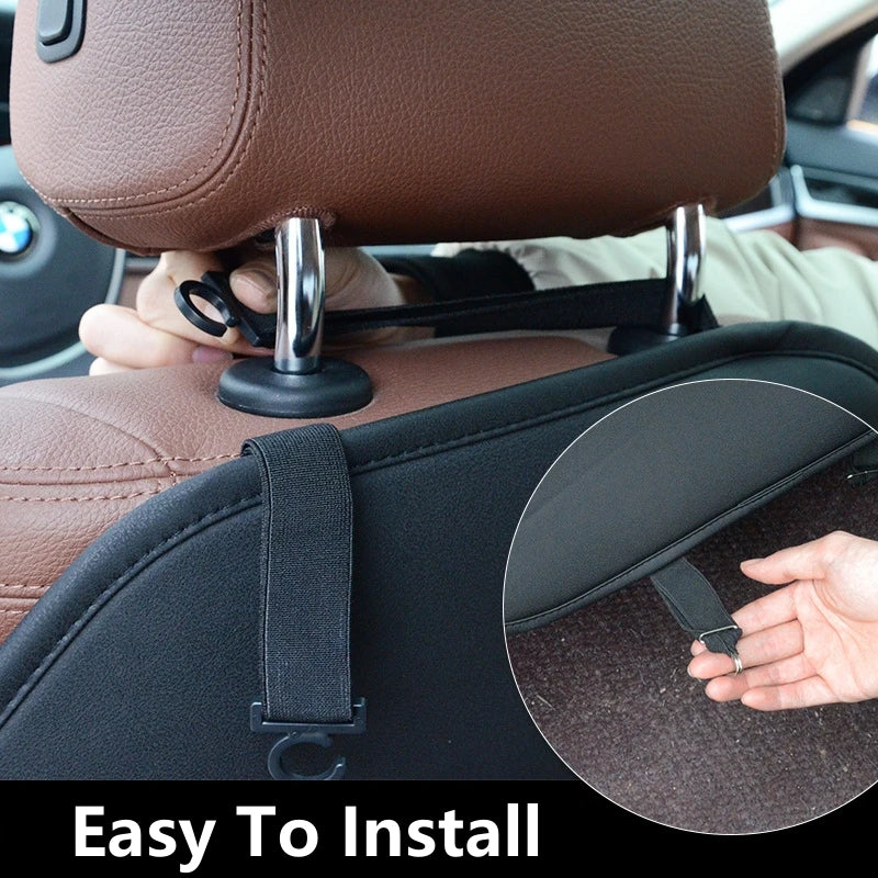 Protector de asiento trasero de coche de cuero sintético premium con relleno de esponja, a prueba de patadas, impermeable, universal para todas las estaciones, antideslizante, productos para coche
