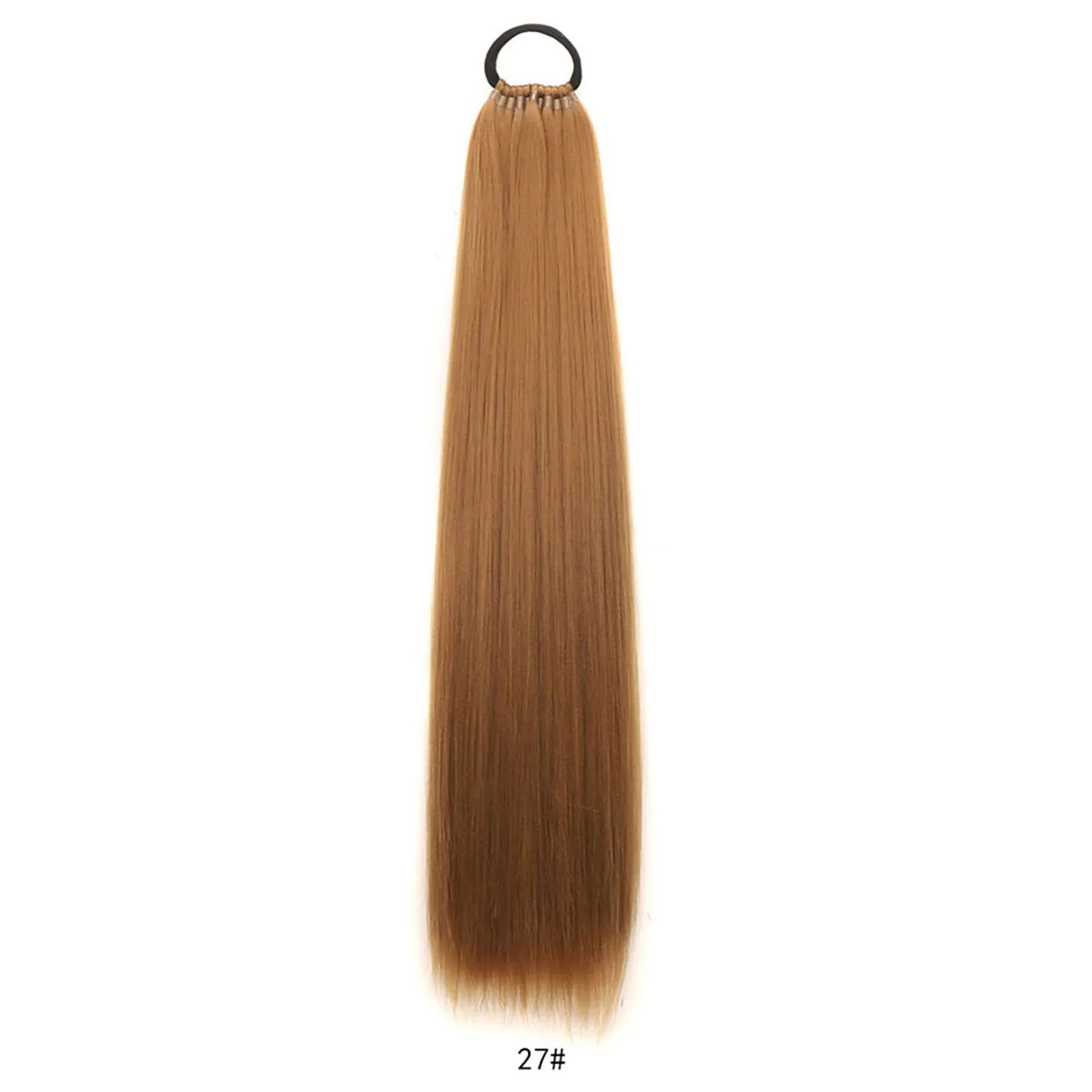 Synthetic Ponytail Hair Extension Long Yaki Straight Hair Ponytails With Ring Black Afro Fluffy Woman's Haipieces