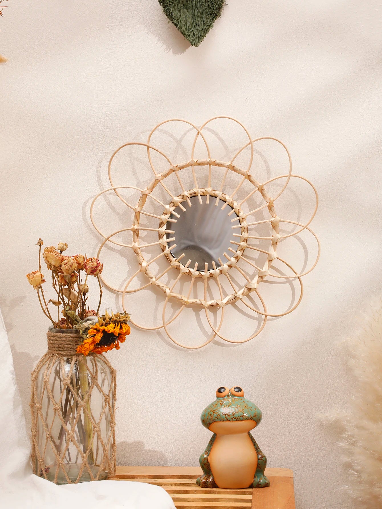 Decorative Mirror Wall Decor Hand Knitting Wall Art Handmade Wall Mirror Room Decors Aesthetic Mirror For Bedroom Living Room