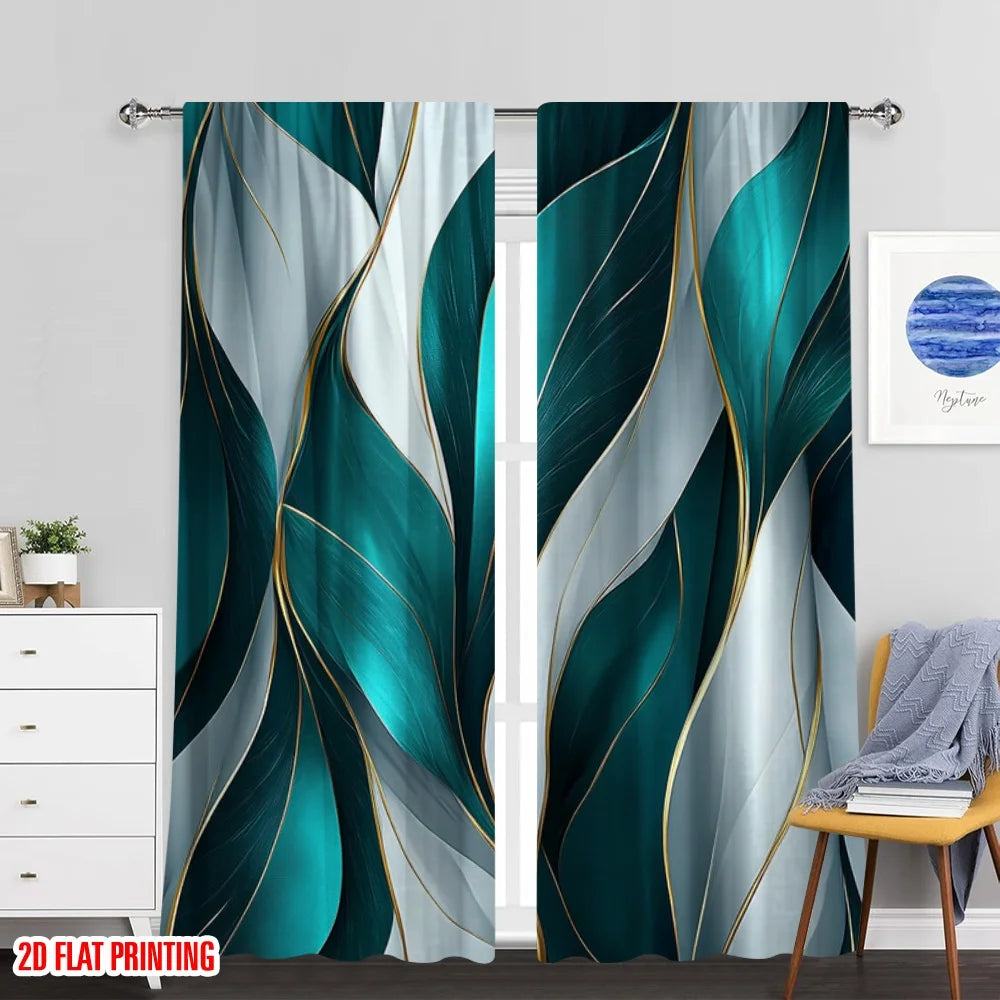 2PCS Party Blackout Curtains – Modern 2D Print, Perfect for Classrooms & Offices