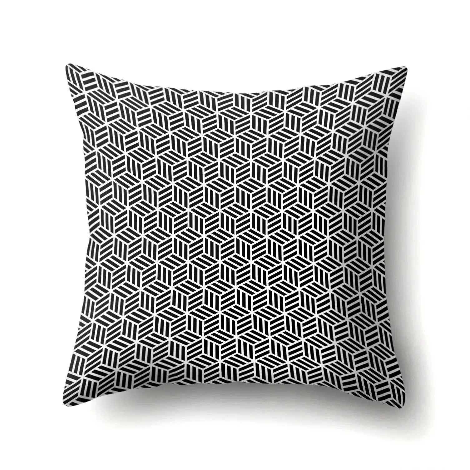 Funda de Almohada Abstracta Retorcida en Blanco y Negro Funda de Almohada Geométrica de Moda para Sofá de Sala de Estar o Dormitorio