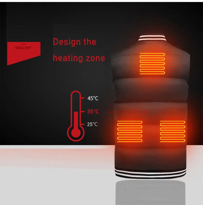 Gilet chauffant intelligent d'hiver pour homme, veste polaire chauffante électrique USB, veste chauffante pour randonnée en plein air, veste chaude thermique chauffante