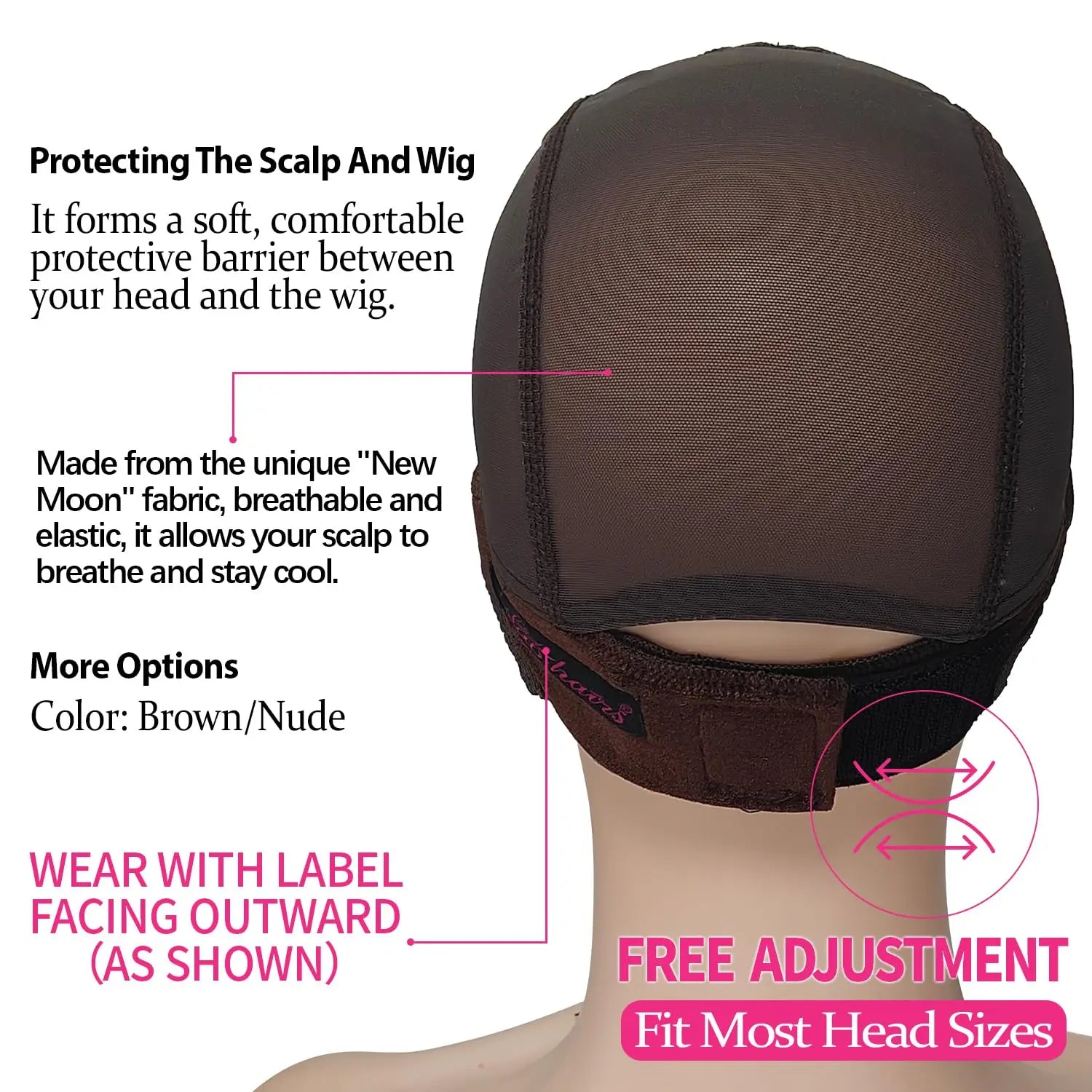 Labhairs Lace-MAX Wig Grip Cap for Women - Non Slip, Adjustable Wig Caps Holds Glueless Wigs Securely in Place, Reusable HD Lace Cap with Headband for Lace Front Wigs, One Size Fits All (Brown)