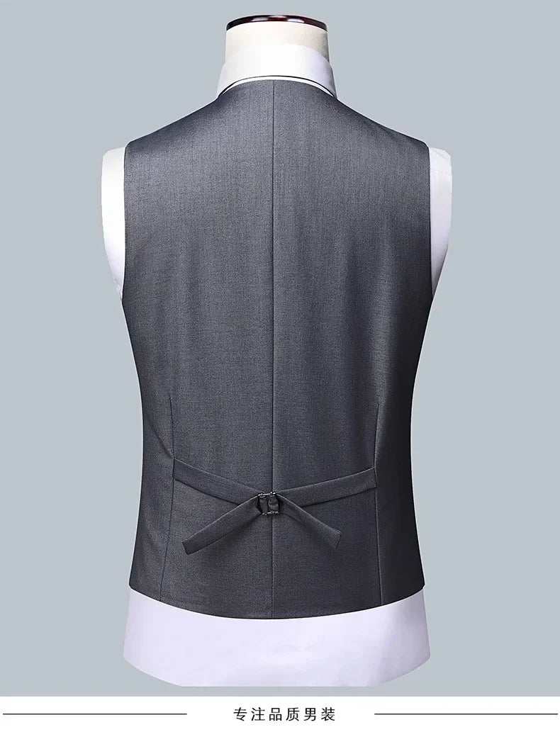 Suit (Blazer+ Vest + Pants) Men's Fashion Business Fit Wedding Professional Casual Single Breasted Gentleman Groom Dress Suit