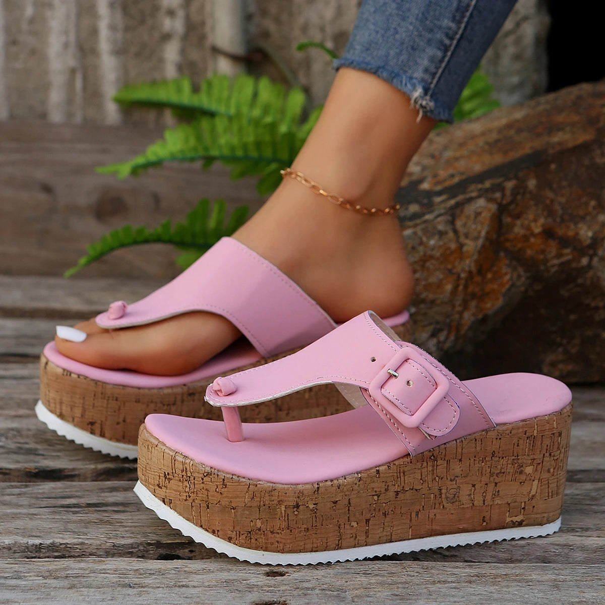 Women Slippers Female Clip Toe Flip Flops Wedges High Heels Women Sandals New Comfortable Platform Shoes Slides Women