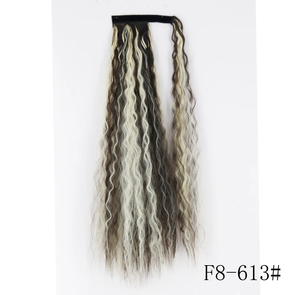 LISI GIRL Synthétique 22/34 Pouces Queue de Cheval enroulée Extensions de Cheveux Bouclés Afro Longs Postiches Queue de Cheval Faux Cheveux Résistant à la Chaleur