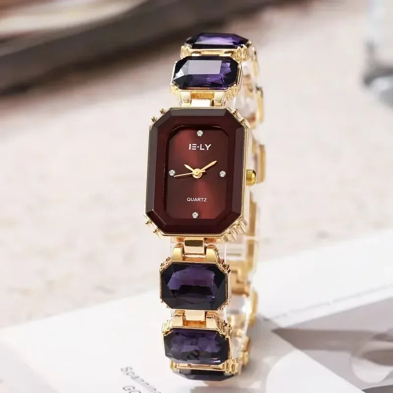 Big Colorful Diamond Quartz Watch for Women Fashion Ladies Luxury Gift Wristwatch Famous Rhinestone Strap Clock Dropshipping