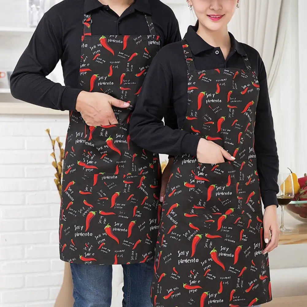 Delantal de cocina delantal de cocinero con cuello halter con 2 bolsillos delantales sin mangas para catering para hombres y mujeres delantal de camarero para barbacoa con estampado
