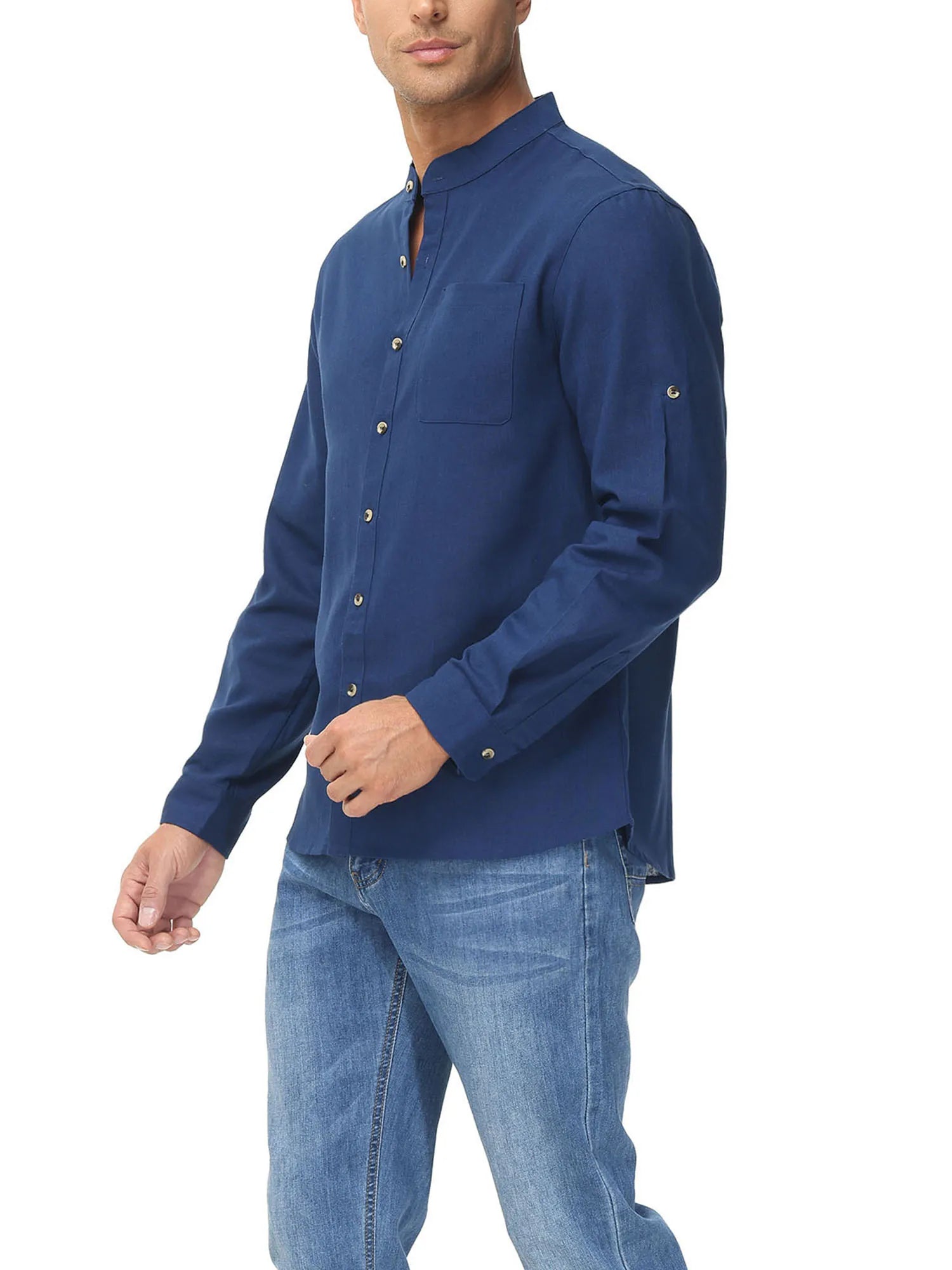 Men's Fashion Collar Henley Shirts Solid Color Casual Shirt for Vacation Men Business Casual Shirt Summer Breathable Daily Shirt