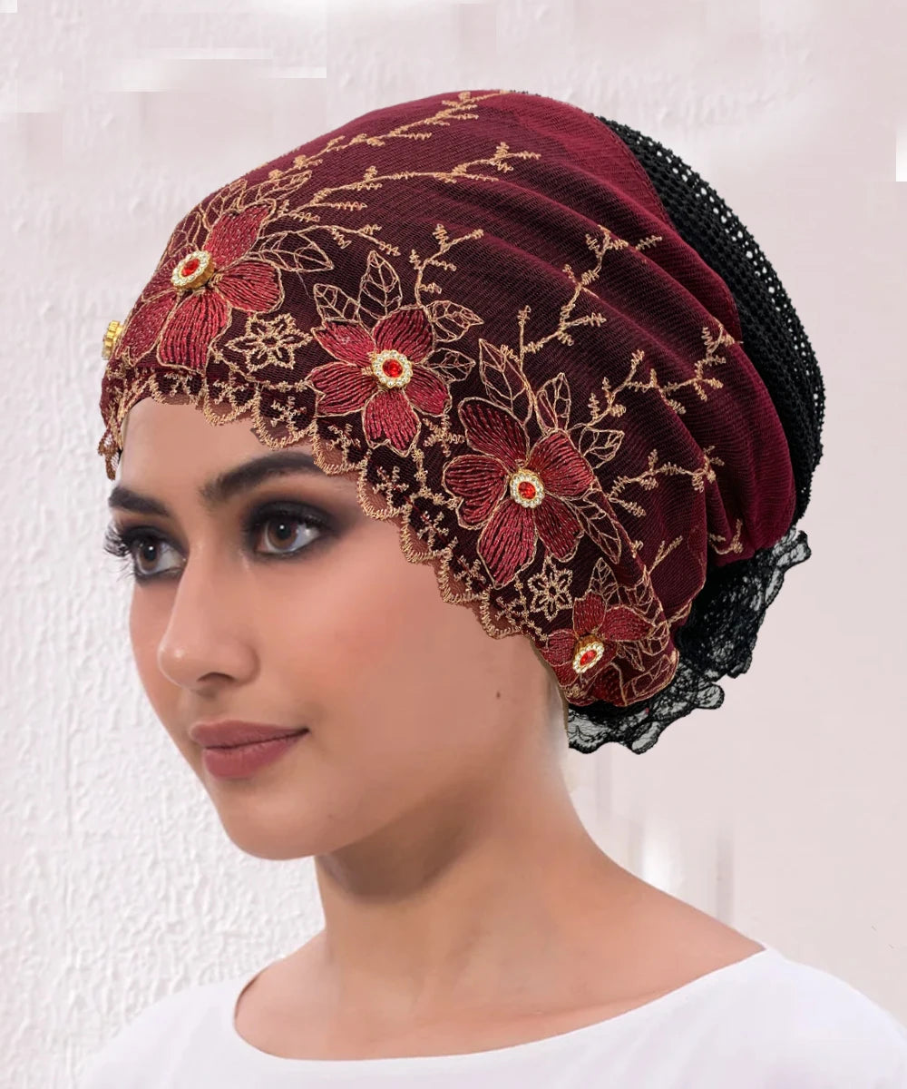 Embroidered Turban Cap
