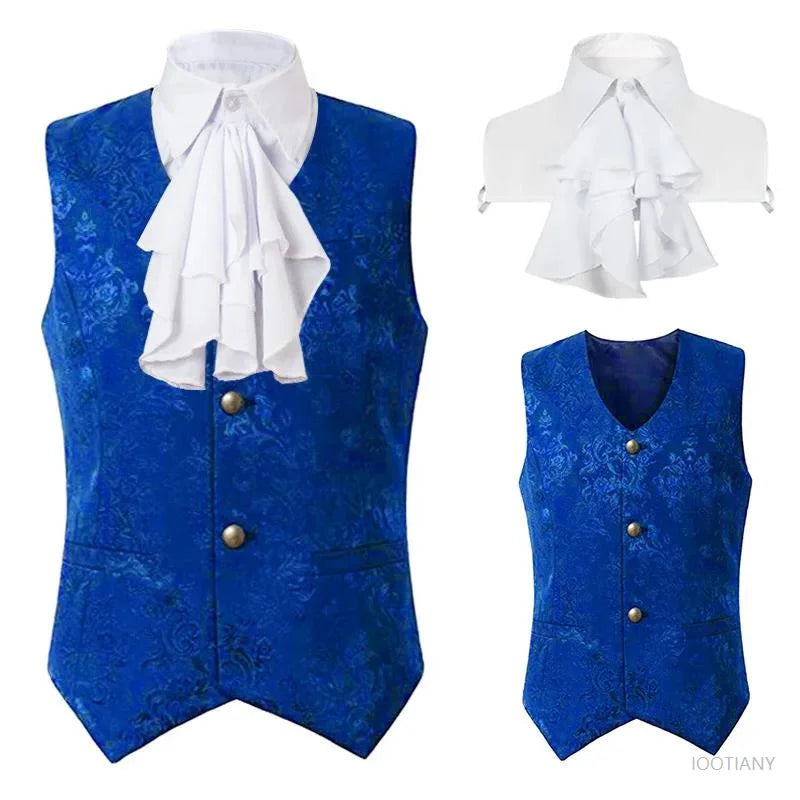 Men's Vest Gentleman Retro Medieval Elegant Renaissance Steampunk Inner Wear Gothic Jacquard Short Vest Single-breasted Business