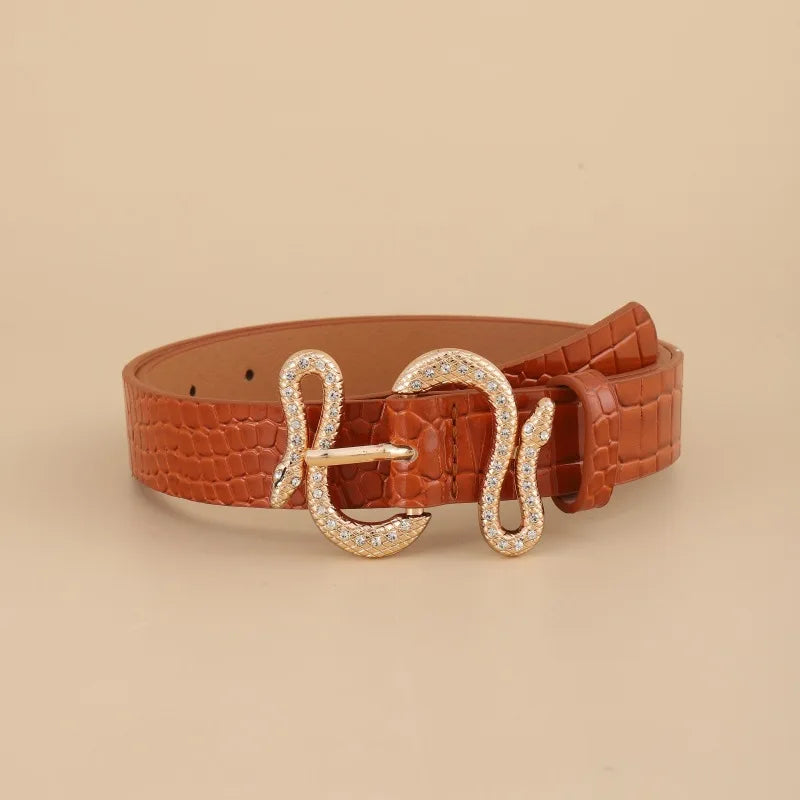 New European and American Style Women's Fashion Snake BucklepuVersatile Simple Belt for Jeans and Suits for Women