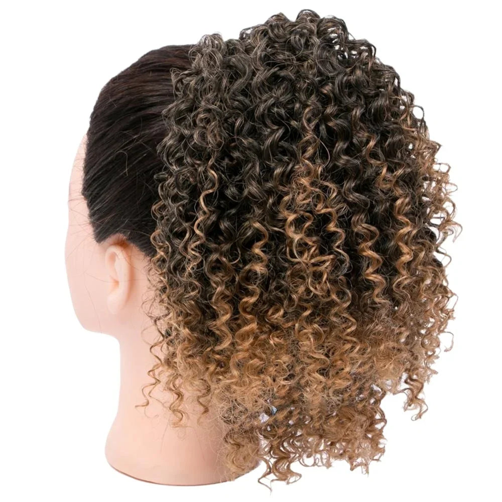 Synthetic Short Afro Kinky Curly Ponytail Hair Piece for African American Ponytail Extension Afro Kinky Curly Ponytail for Women