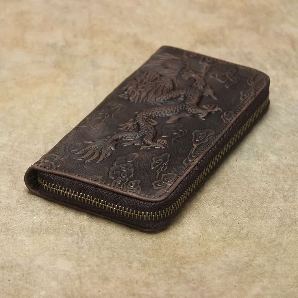 Luxury Men Wallet Genuine Leather Clutch Purse Embossing Long Wallets Thick Cowhide Male Purses Leather Money Hand Clutches