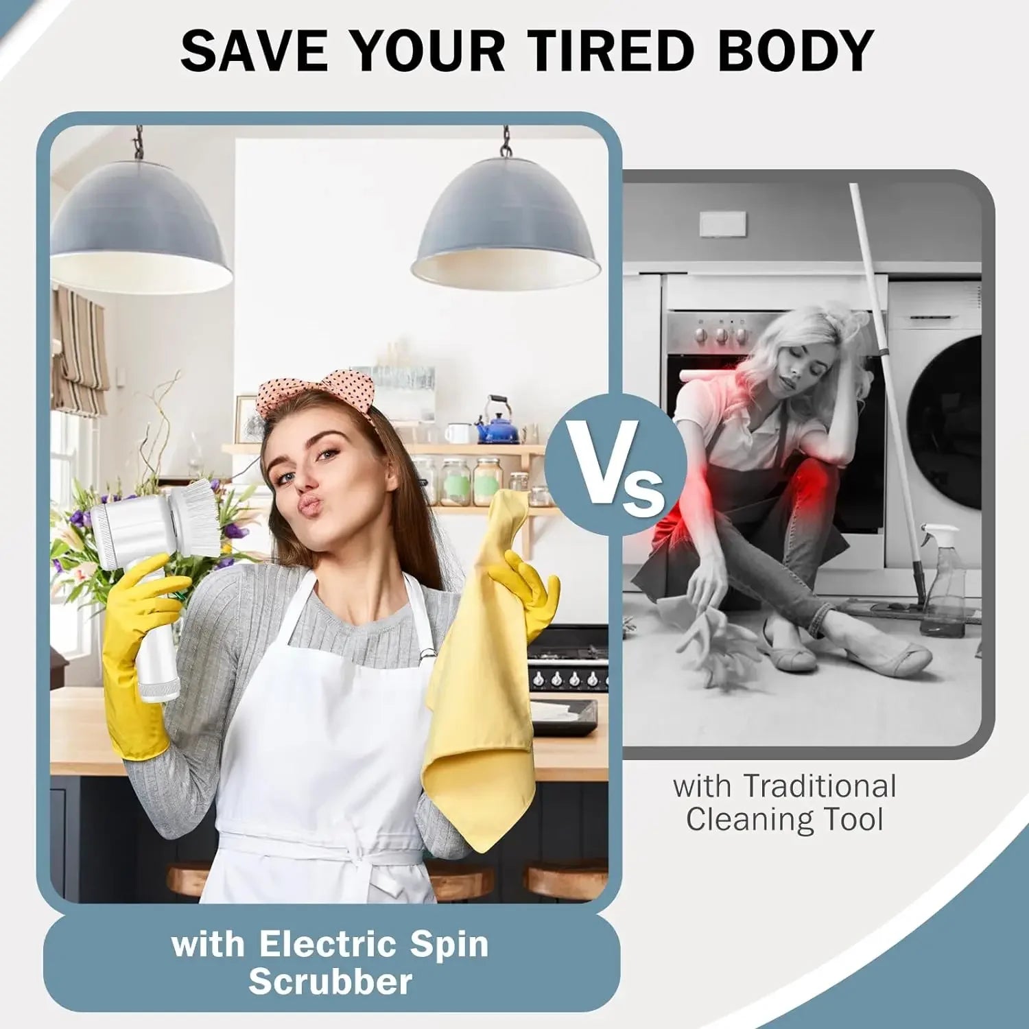 Electric 5 in 1 Powerful Cleaning Brush Spin Scrubber Brush Deep Cleaning with 5 Replaceable Heads For Bathroom Kitchen