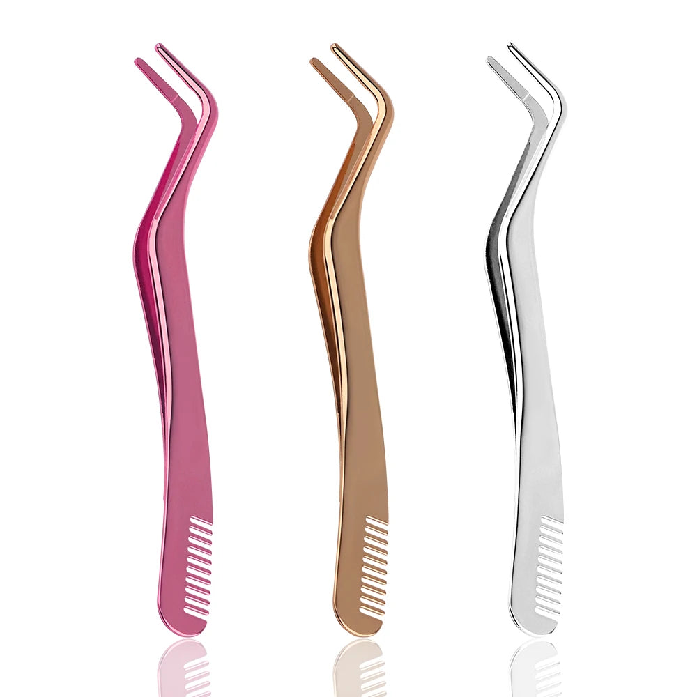 FADVAN Eyelash Comb Tweezers DIY Cluster Eyelash Extensions Tweezer 1 Stainless Steel Anti-Static Non-Magnetic Eyemakeup Toolsls