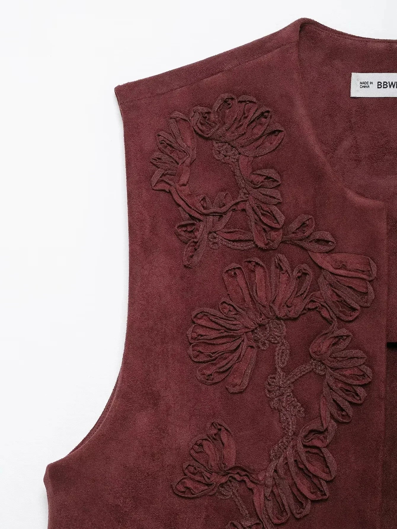 Embroidered Vests For Women Fashion Suede Elegant Sleeveless Coat Short Vest Streetwear Casual Chic Waistcoat Top