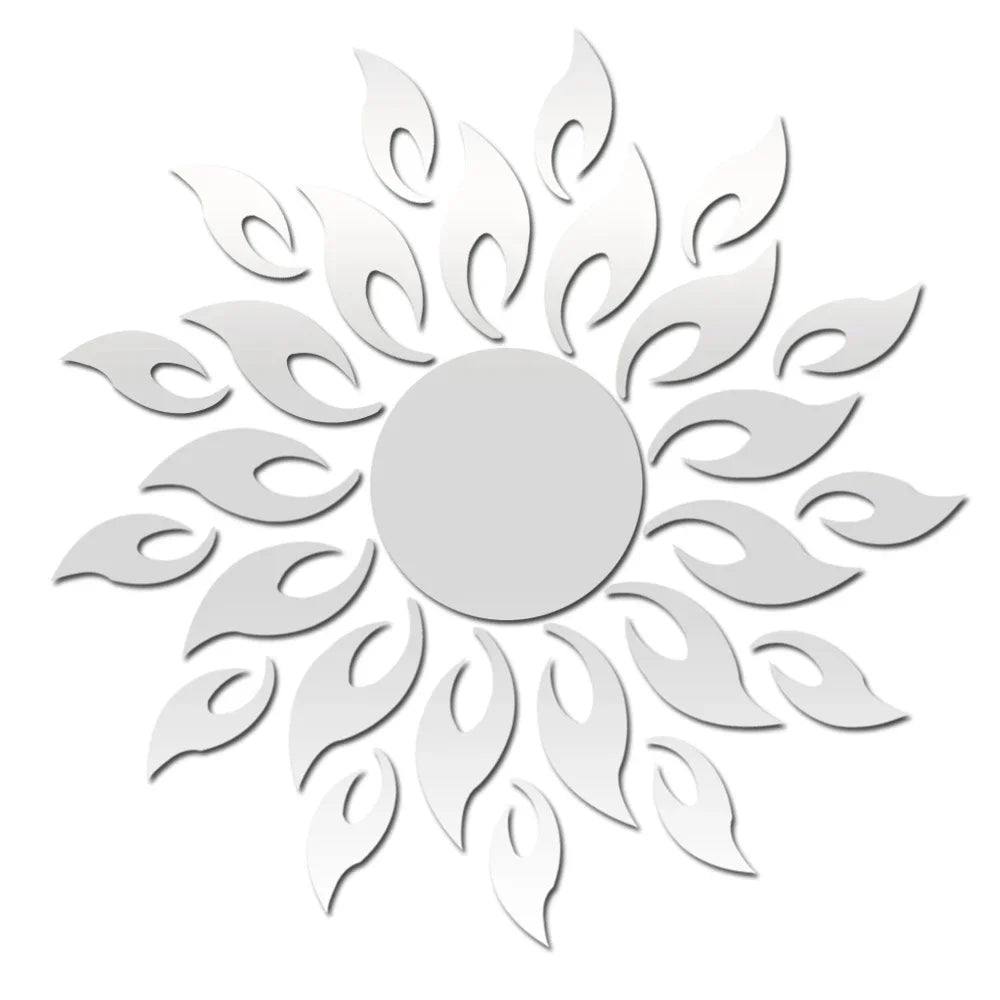 Wall Stickers for Room Decoration, Living Room and Home Decor, 1PC Reflective Sun Mirror PS Material