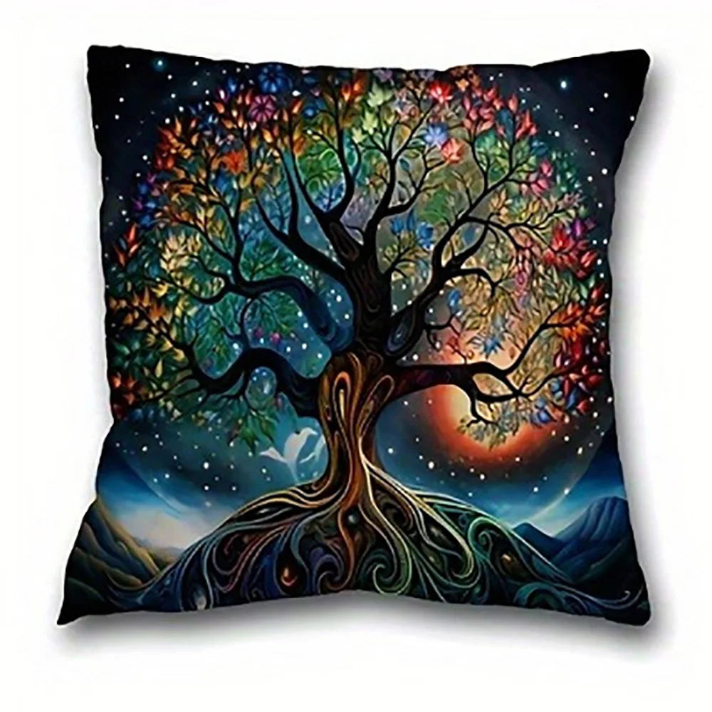 Colorful Tree Pattern Pillow CoverSuitable for sofa car bedroom decorative cushion cover pillow cover