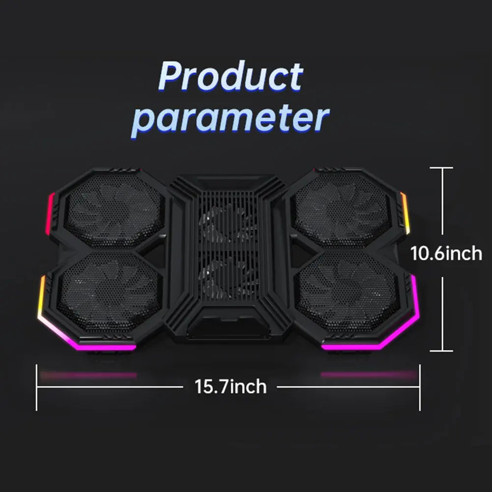 Laptop Cooler Cooling Pad 2 USB Ports Gaming Laptop Fan with 6 Quiet Fans Air Cooler Notebook Stand Holder for 12-21 Inch Laptop