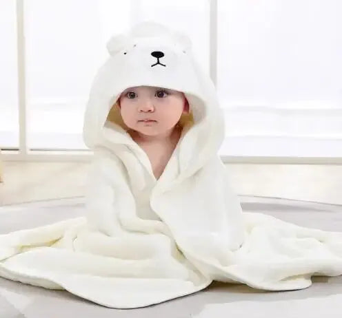 Toalla de baño para bebé, toalla de baño para recién nacidos, niños y niñas, manta con capucha de forro polar coral con diseño de dibujos animados, ropa de cama para recién nacidos