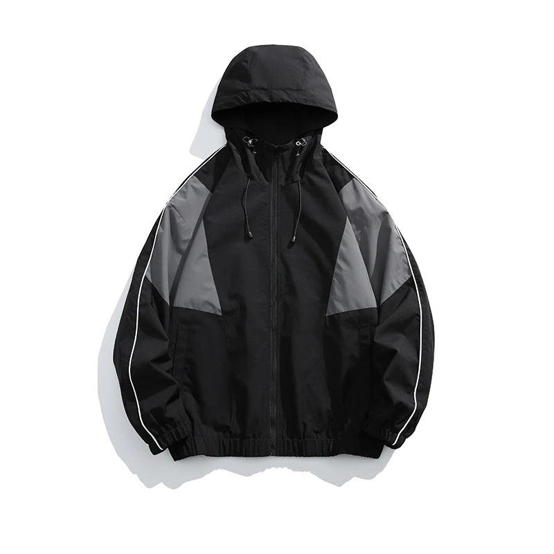 Trendy Men's Outdoor Jacket Fashionable Casual Windbreaker with Hood Suitable for Mountain Cycling Climbing Traveling Camping