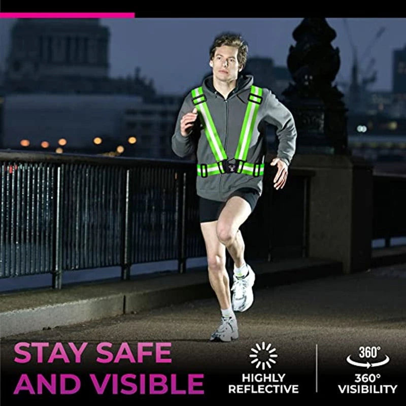 2/1PC Outdoor Night Walking Safety Vests Highlight Adjustable Lightweight Reflective Vest Biking Safety Strap Waterproof Running