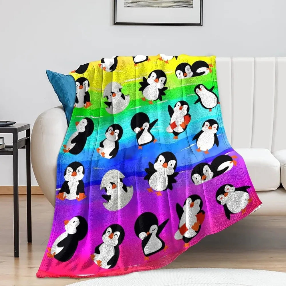 Manta de pingüino para animales, ultrasuave, bonita, de franela, forro polar, ligera, de microfibra, divertida, para niños y adultos