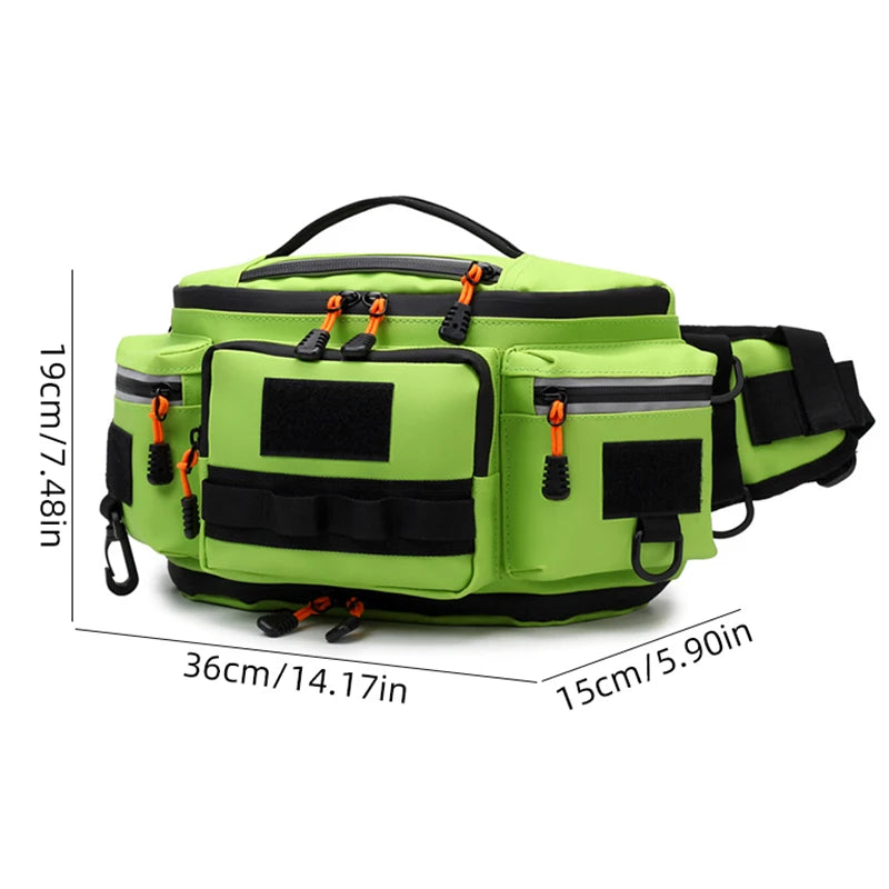 Fishing Lure Waist Bag Large Fish Box Accessories Outdoor Sports Tackle Gear Belt Bag Multi-pockets Crossbody Fishing Bag