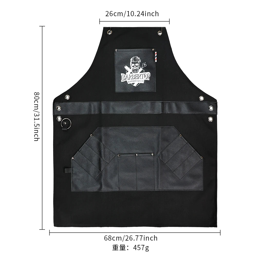 Barber Aprons Hairdresser Kitchen Uniform Salon Barbershop Waterproof Cloth Storage Pocket Apron