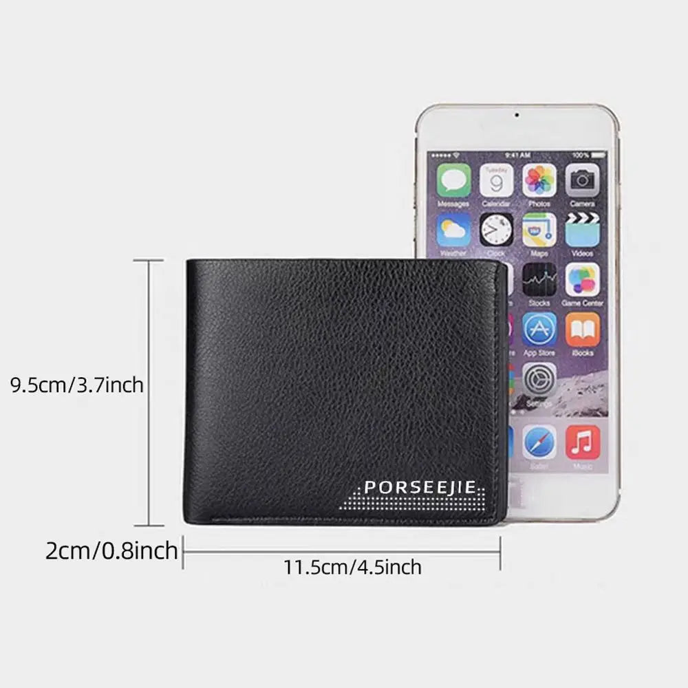 Men's PU Leather Wallet Business Retro Cash Clip Multi-Card Slot Coin Purse