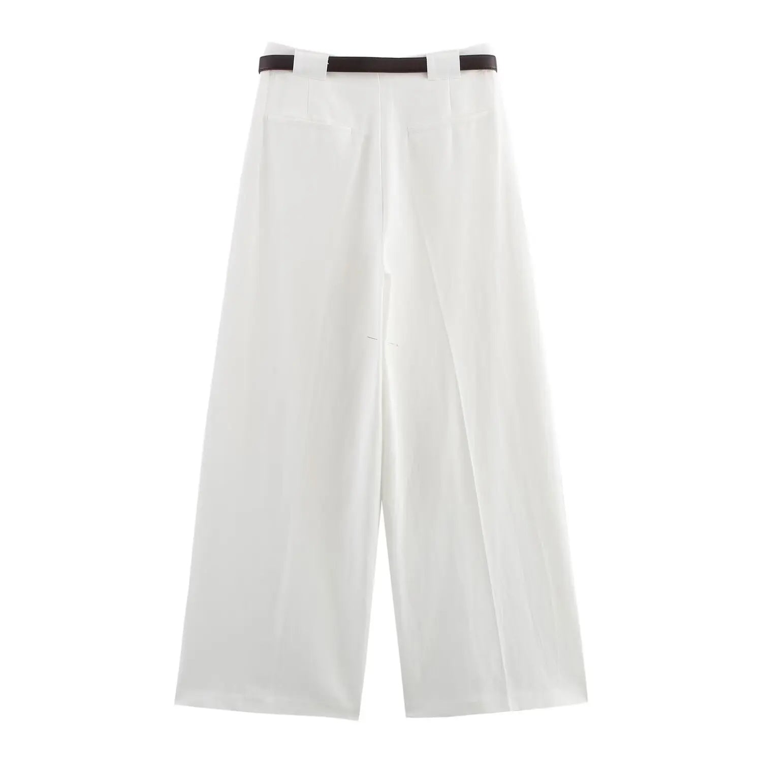 Women's Pants Set Pocket Tank Top with Belt and Fold Pants Solid Color Temperament Spring New Pants Set