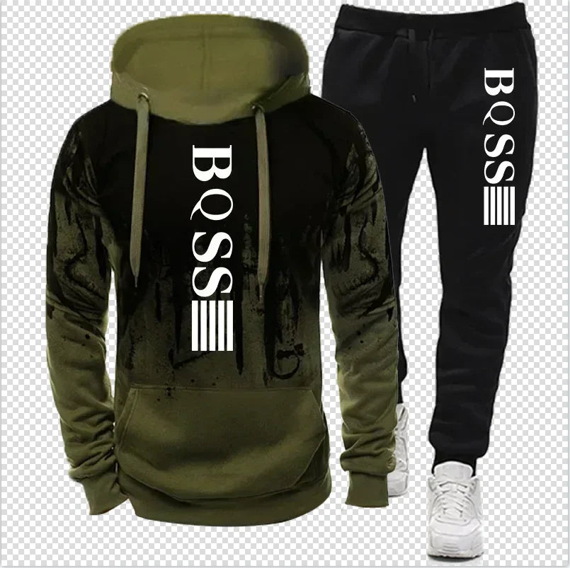 Spring/Autumn Men's Hooded Set Casual Sweatshirt and Pants Two-Piece Outdoor Sports Set Fashionable Hoodie Two-Piece Set Hoodies