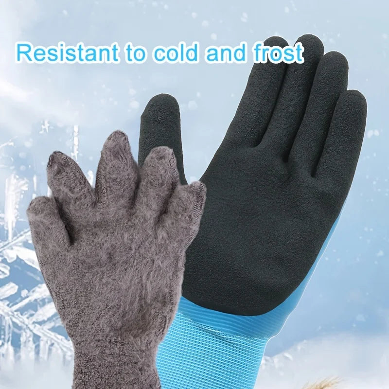 1 pair of men's cold and waterproof winter work gloves, warm and durable mechanical gloves, suitable for cold weather